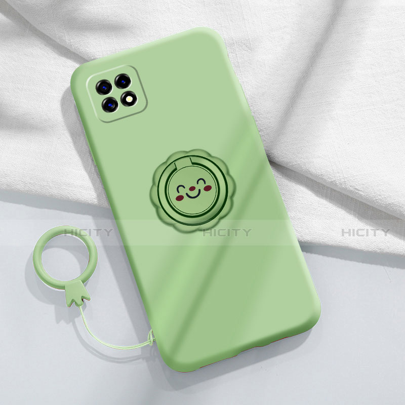 Custodia Silicone Ultra Sottile Morbida Cover con Magnetico Anello Supporto per Oppo Reno4 SE 5G Verde Pastello