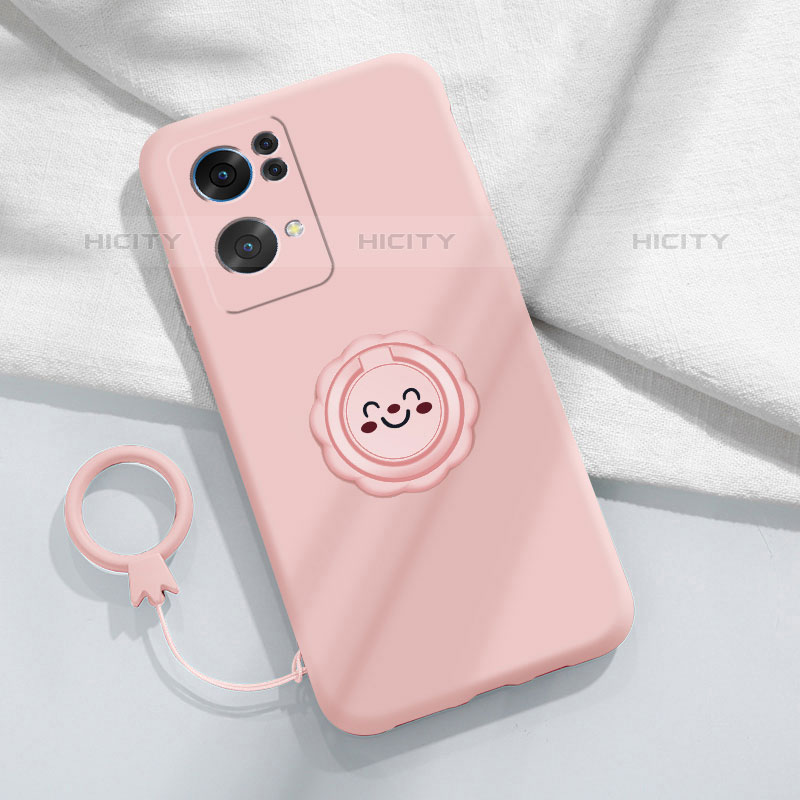 Custodia Silicone Ultra Sottile Morbida Cover con Magnetico Anello Supporto per Oppo Reno7 Pro 5G