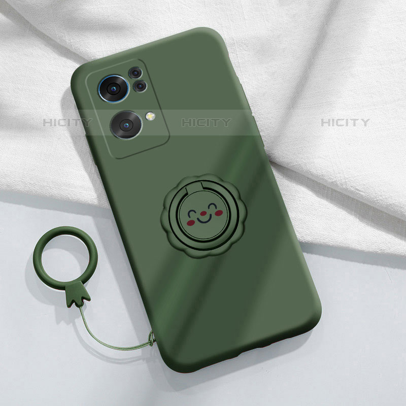 Custodia Silicone Ultra Sottile Morbida Cover con Magnetico Anello Supporto per Oppo Reno7 Pro 5G