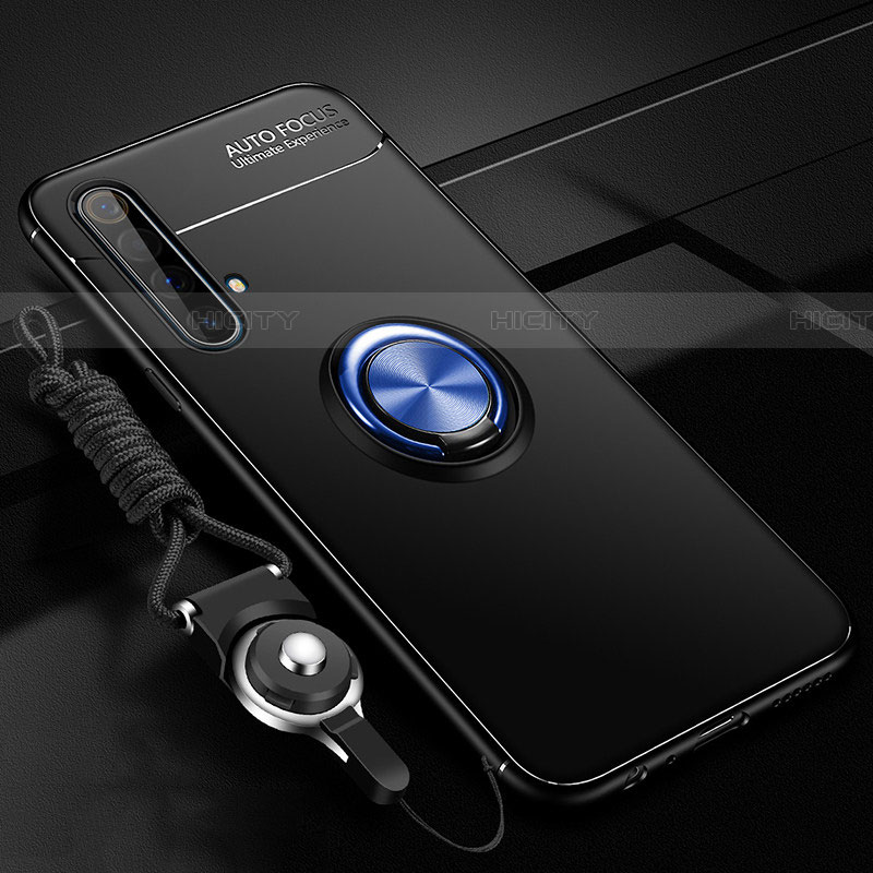 Custodia Silicone Ultra Sottile Morbida Cover con Magnetico Anello Supporto per Realme X3 SuperZoom Blu e Nero
