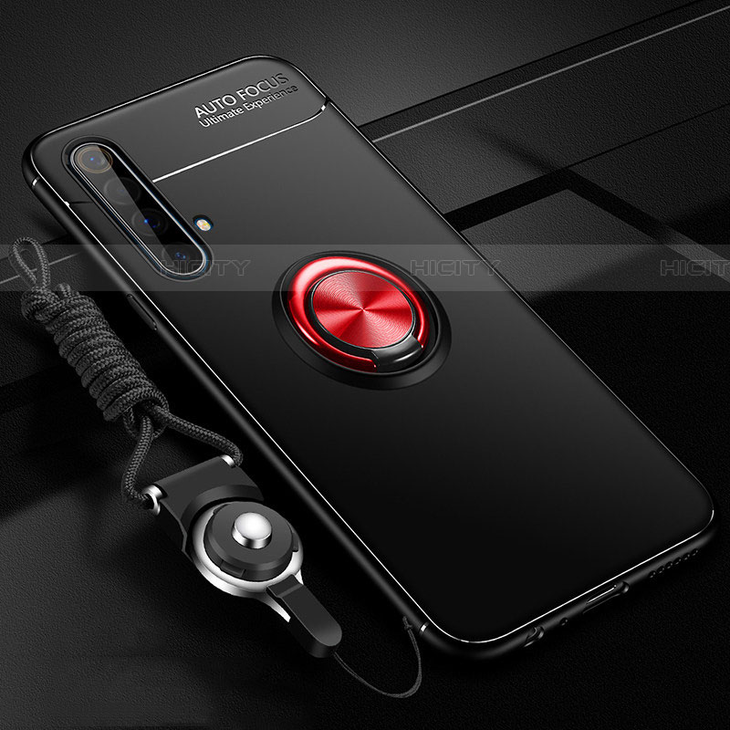 Custodia Silicone Ultra Sottile Morbida Cover con Magnetico Anello Supporto per Realme X3 SuperZoom Rosso e Nero