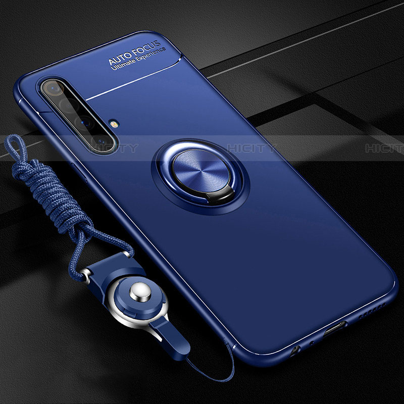 Custodia Silicone Ultra Sottile Morbida Cover con Magnetico Anello Supporto per Realme X50 5G Blu