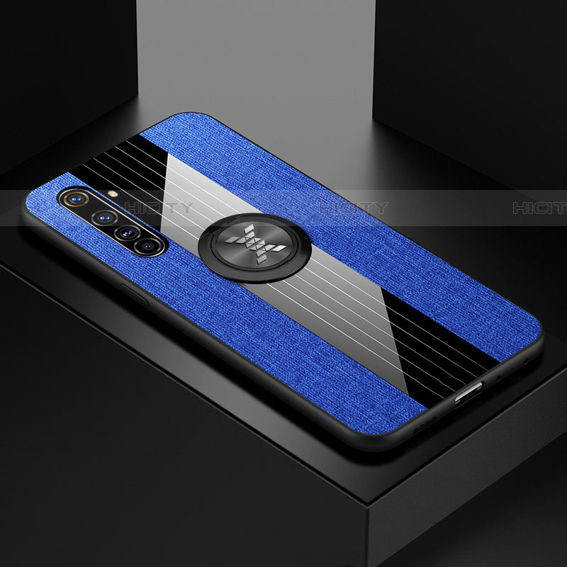 Custodia Silicone Ultra Sottile Morbida Cover con Magnetico Anello Supporto per Realme X50 Pro 5G Blu