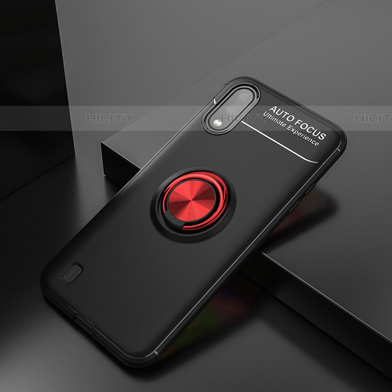 Custodia Silicone Ultra Sottile Morbida Cover con Magnetico Anello Supporto per Samsung Galaxy A01 SM-A015 Rosso e Nero