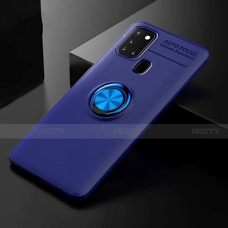 Custodia Silicone Ultra Sottile Morbida Cover con Magnetico Anello Supporto per Samsung Galaxy A21s Blu