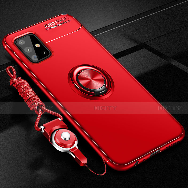 Custodia Silicone Ultra Sottile Morbida Cover con Magnetico Anello Supporto per Samsung Galaxy A51 4G Rosso