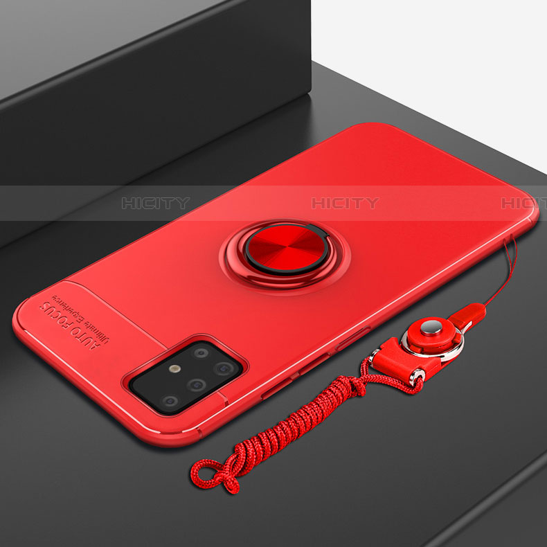 Custodia Silicone Ultra Sottile Morbida Cover con Magnetico Anello Supporto per Samsung Galaxy A51 5G Rosso