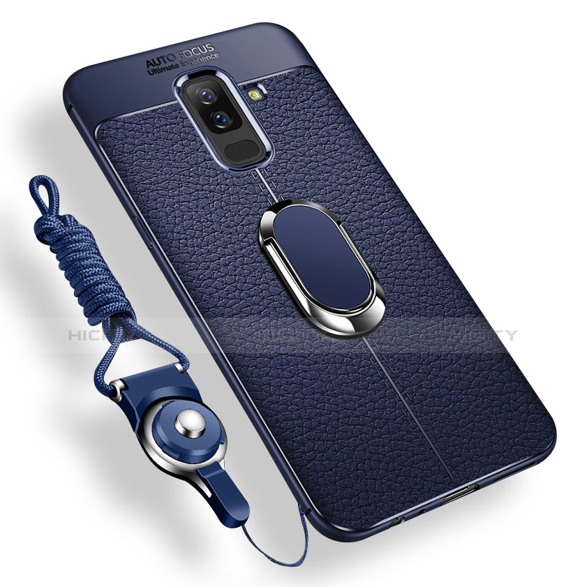 Custodia Silicone Ultra Sottile Morbida Cover con Magnetico Anello Supporto per Samsung Galaxy A6 Plus (2018) Blu