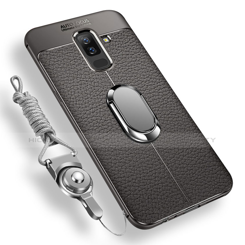 Custodia Silicone Ultra Sottile Morbida Cover con Magnetico Anello Supporto per Samsung Galaxy A6 Plus Grigio