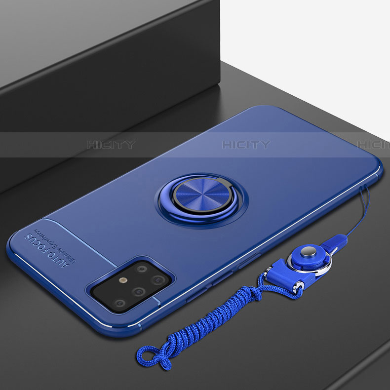 Custodia Silicone Ultra Sottile Morbida Cover con Magnetico Anello Supporto per Samsung Galaxy A71 5G Blu