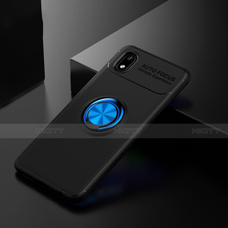 Custodia Silicone Ultra Sottile Morbida Cover con Magnetico Anello Supporto per Samsung Galaxy M01 Core Blu e Nero