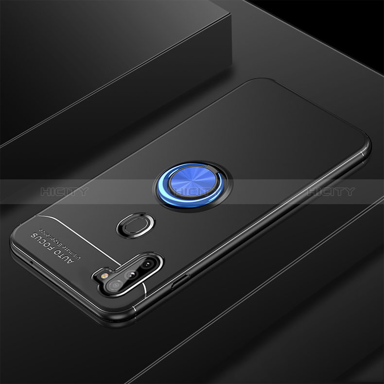 Custodia Silicone Ultra Sottile Morbida Cover con Magnetico Anello Supporto per Samsung Galaxy M11 Blu e Nero