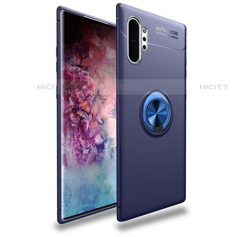 Custodia Silicone Ultra Sottile Morbida Cover con Magnetico Anello Supporto per Samsung Galaxy Note 10 Plus 5G Blu