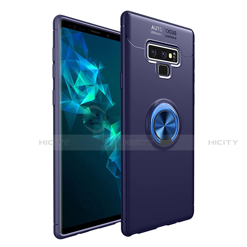 Custodia Silicone Ultra Sottile Morbida Cover con Magnetico Anello Supporto per Samsung Galaxy Note 9 Blu
