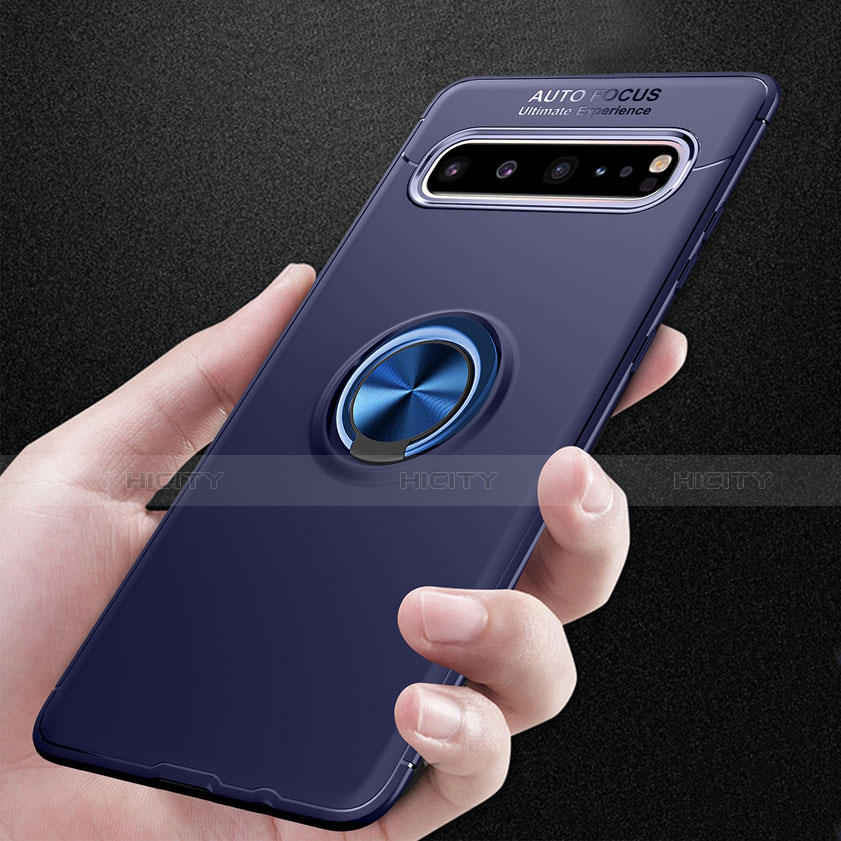 Custodia Silicone Ultra Sottile Morbida Cover con Magnetico Anello Supporto per Samsung Galaxy S10 5G SM-G977B