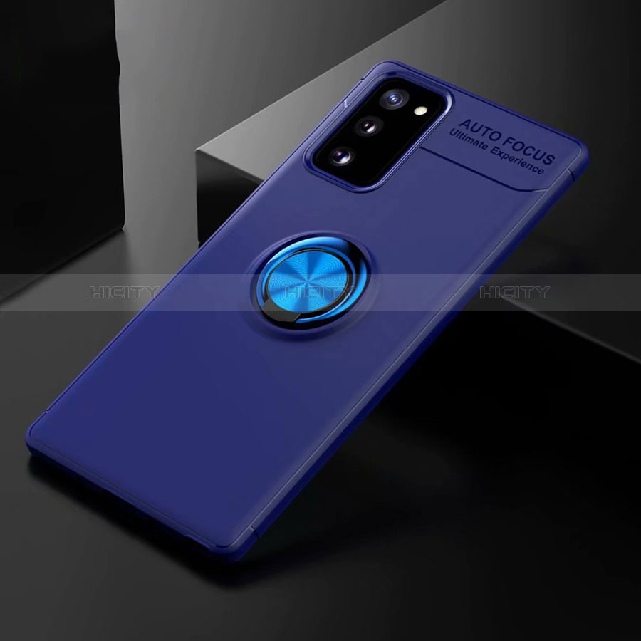 Custodia Silicone Ultra Sottile Morbida Cover con Magnetico Anello Supporto per Samsung Galaxy S20 FE 2022 5G Blu