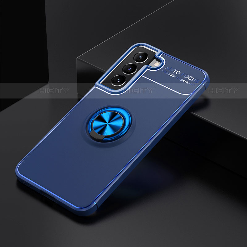 Custodia Silicone Ultra Sottile Morbida Cover con Magnetico Anello Supporto per Samsung Galaxy S21 FE 5G Blu