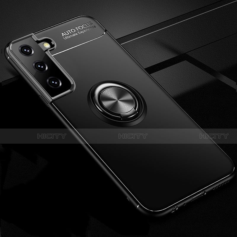 Custodia Silicone Ultra Sottile Morbida Cover con Magnetico Anello Supporto per Samsung Galaxy S21 Plus 5G Nero
