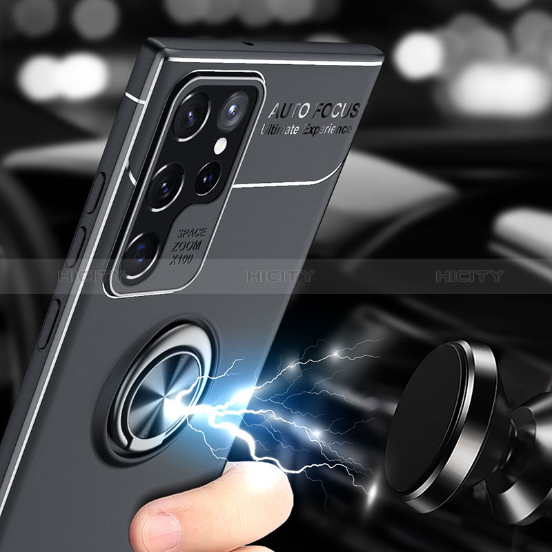 Custodia Silicone Ultra Sottile Morbida Cover con Magnetico Anello Supporto per Samsung Galaxy S24 Ultra 5G
