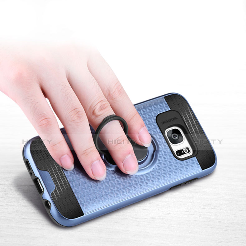 Custodia Silicone Ultra Sottile Morbida Cover con Magnetico Anello Supporto per Samsung Galaxy S7 G930F G930FD