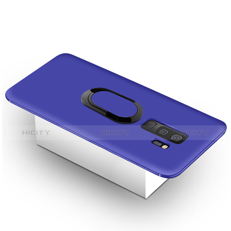 Custodia Silicone Ultra Sottile Morbida Cover con Magnetico Anello Supporto per Samsung Galaxy S9 Plus Blu