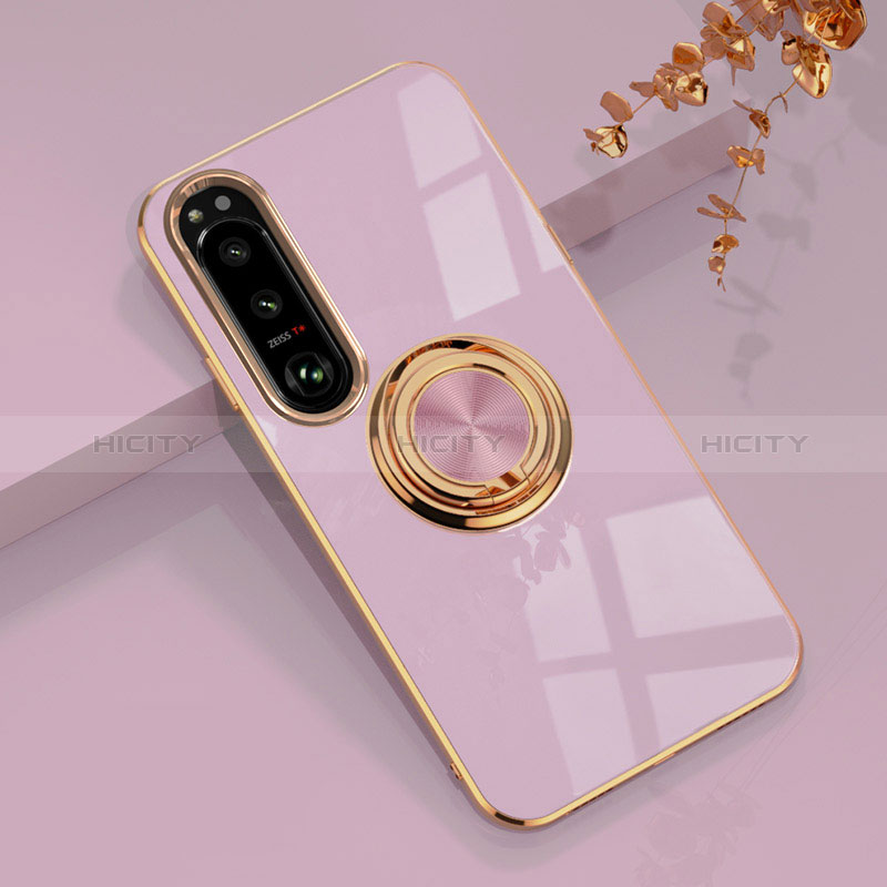 Custodia Silicone Ultra Sottile Morbida Cover con Magnetico Anello Supporto per Sony Xperia 1 IV Lavanda