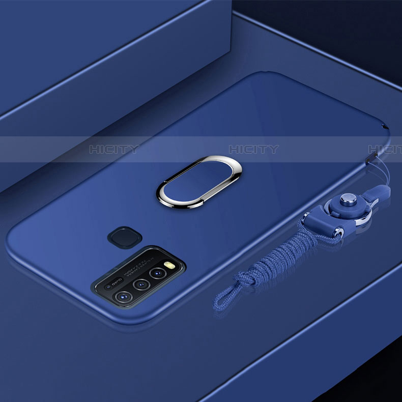 Custodia Silicone Ultra Sottile Morbida Cover con Magnetico Anello Supporto per Vivo Y50 Blu