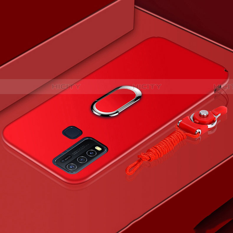 Custodia Silicone Ultra Sottile Morbida Cover con Magnetico Anello Supporto per Vivo Y50 Rosso
