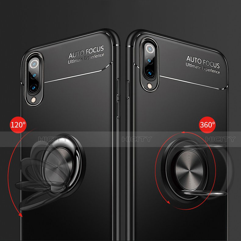 Custodia Silicone Ultra Sottile Morbida Cover con Magnetico Anello Supporto per Xiaomi CC9e