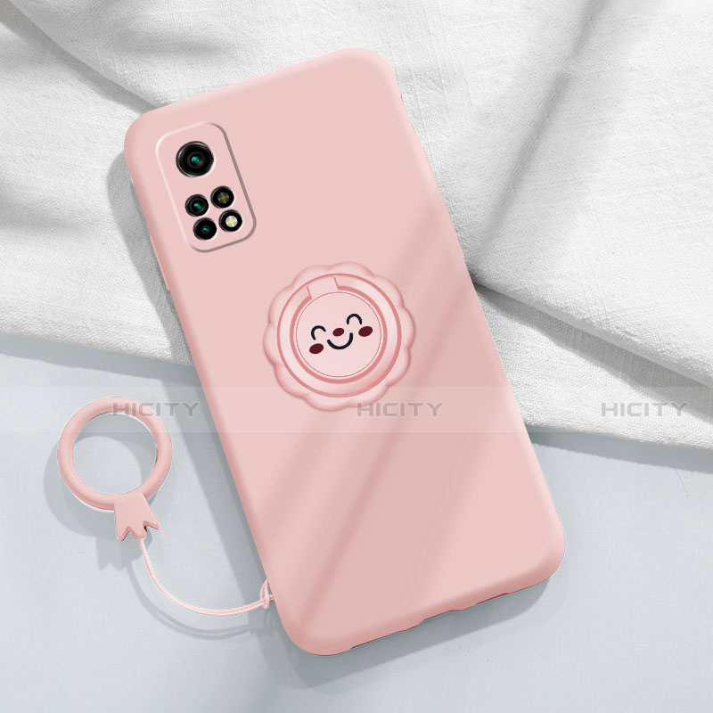 Custodia Silicone Ultra Sottile Morbida Cover con Magnetico Anello Supporto per Xiaomi Mi 10T 5G Rosa