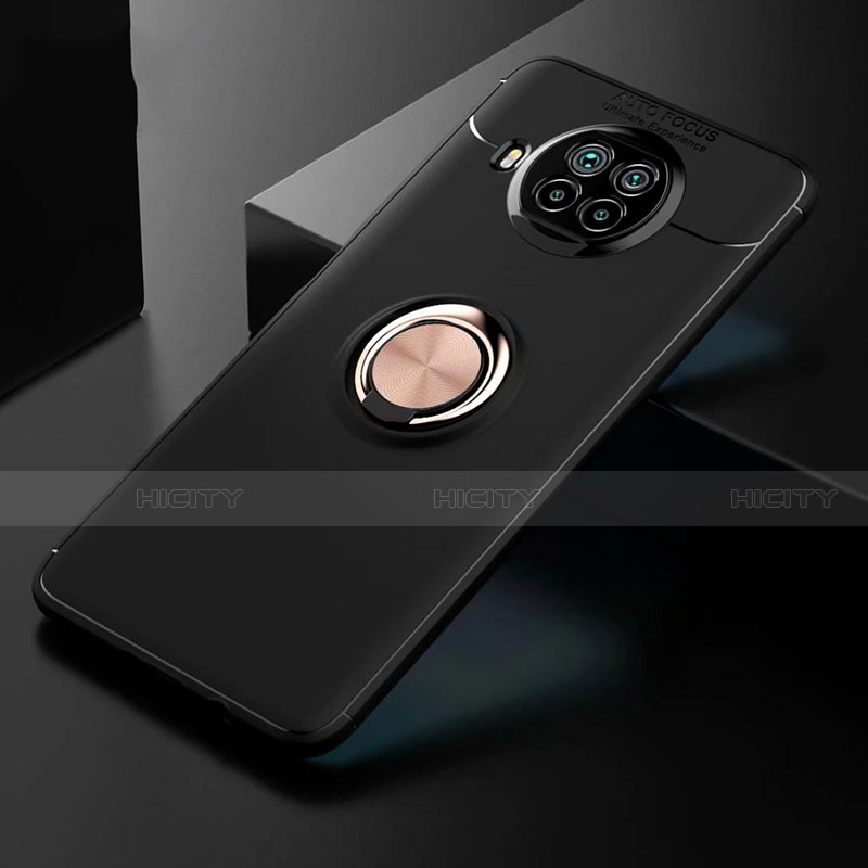 Custodia Silicone Ultra Sottile Morbida Cover con Magnetico Anello Supporto per Xiaomi Mi 10T Lite 5G Oro e Nero