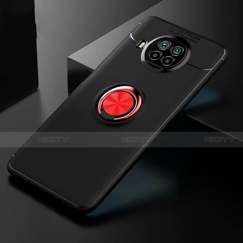 Custodia Silicone Ultra Sottile Morbida Cover con Magnetico Anello Supporto per Xiaomi Mi 10T Lite 5G Rosso e Nero