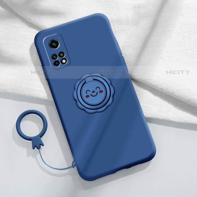 Custodia Silicone Ultra Sottile Morbida Cover con Magnetico Anello Supporto per Xiaomi Mi 10T Pro 5G Blu
