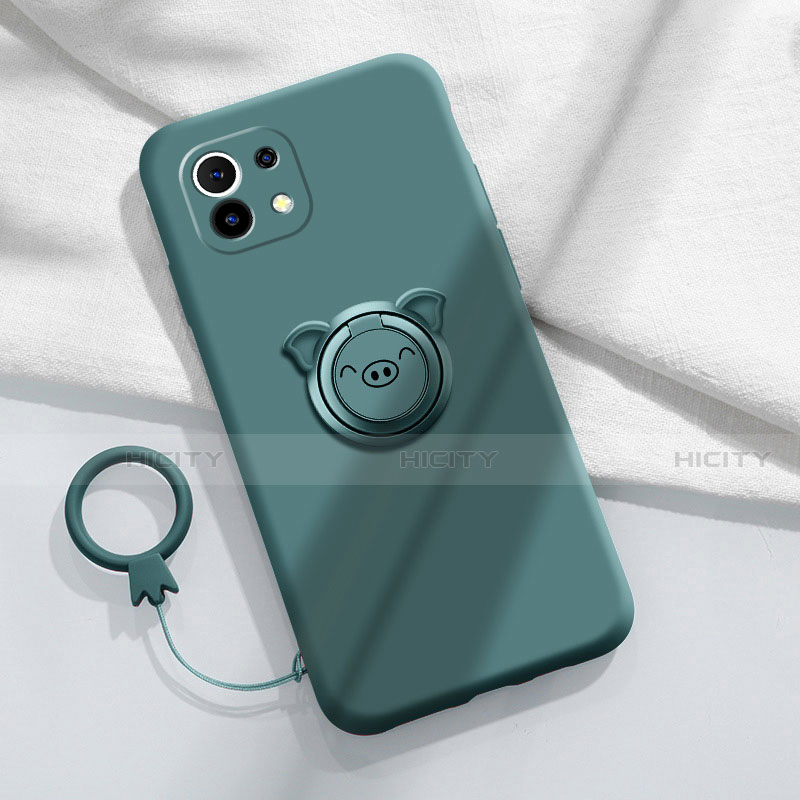 Custodia Silicone Ultra Sottile Morbida Cover con Magnetico Anello Supporto per Xiaomi Mi 11 5G