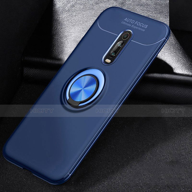 Custodia Silicone Ultra Sottile Morbida Cover con Magnetico Anello Supporto per Xiaomi Mi 9T Blu