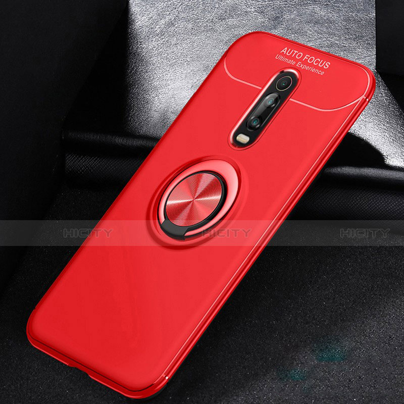 Custodia Silicone Ultra Sottile Morbida Cover con Magnetico Anello Supporto per Xiaomi Mi 9T Rosso