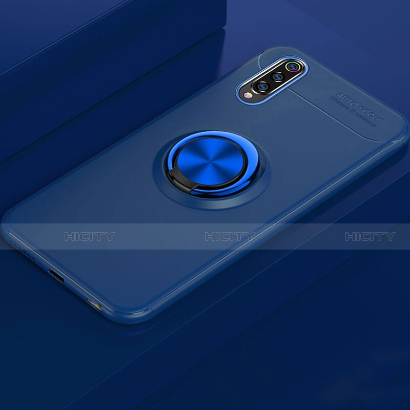 Custodia Silicone Ultra Sottile Morbida Cover con Magnetico Anello Supporto per Xiaomi Mi A3 Blu