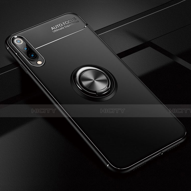 Custodia Silicone Ultra Sottile Morbida Cover con Magnetico Anello Supporto per Xiaomi Mi A3 Nero