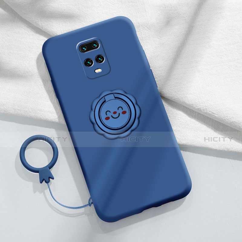 Custodia Silicone Ultra Sottile Morbida Cover con Magnetico Anello Supporto per Xiaomi Redmi 10X 5G Blu