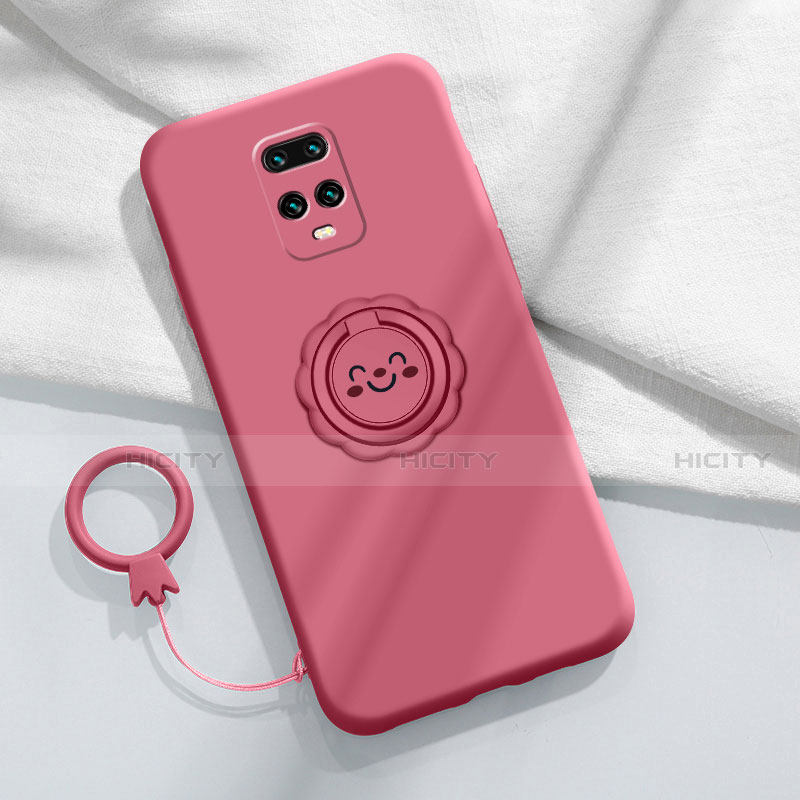 Custodia Silicone Ultra Sottile Morbida Cover con Magnetico Anello Supporto per Xiaomi Redmi 10X 5G Rosso Rosa