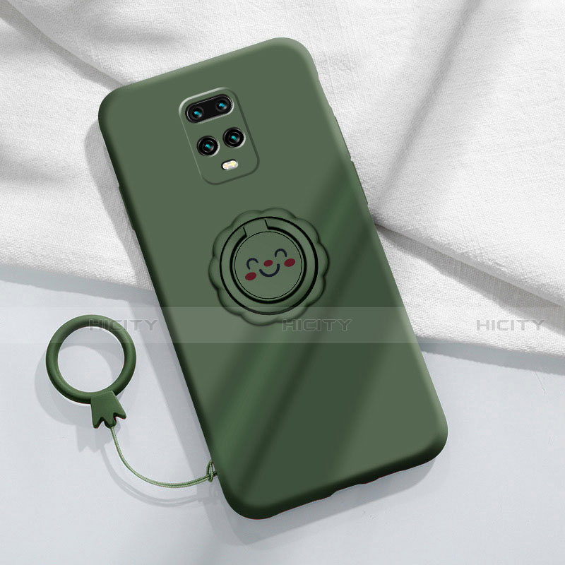 Custodia Silicone Ultra Sottile Morbida Cover con Magnetico Anello Supporto per Xiaomi Redmi 10X 5G Verde