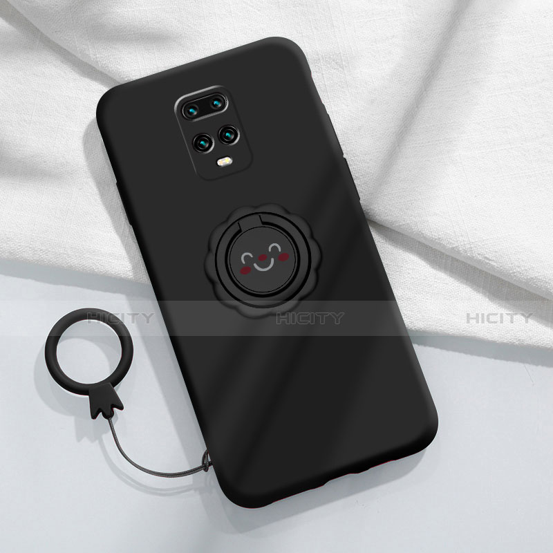 Custodia Silicone Ultra Sottile Morbida Cover con Magnetico Anello Supporto per Xiaomi Redmi 10X Pro 5G Nero