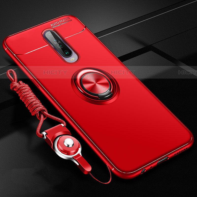 Custodia Silicone Ultra Sottile Morbida Cover con Magnetico Anello Supporto per Xiaomi Redmi K30 5G Rosso