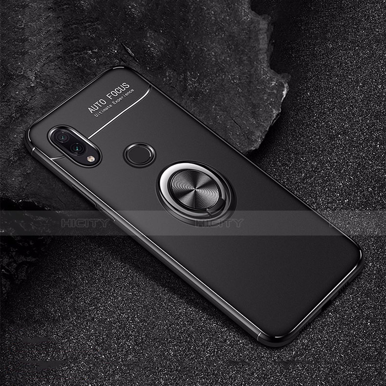 Custodia Silicone Ultra Sottile Morbida Cover con Magnetico Anello Supporto per Xiaomi Redmi Note 7 Pro Nero