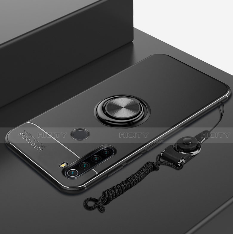 Custodia Silicone Ultra Sottile Morbida Cover con Magnetico Anello Supporto per Xiaomi Redmi Note 8 Nero