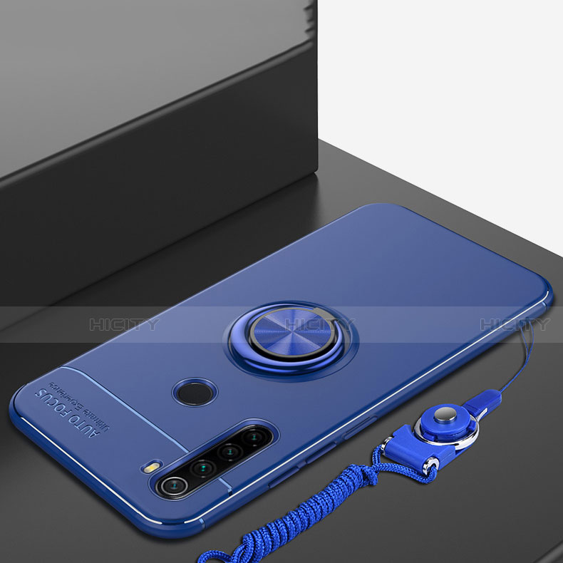 Custodia Silicone Ultra Sottile Morbida Cover con Magnetico Anello Supporto per Xiaomi Redmi Note 8T Blu