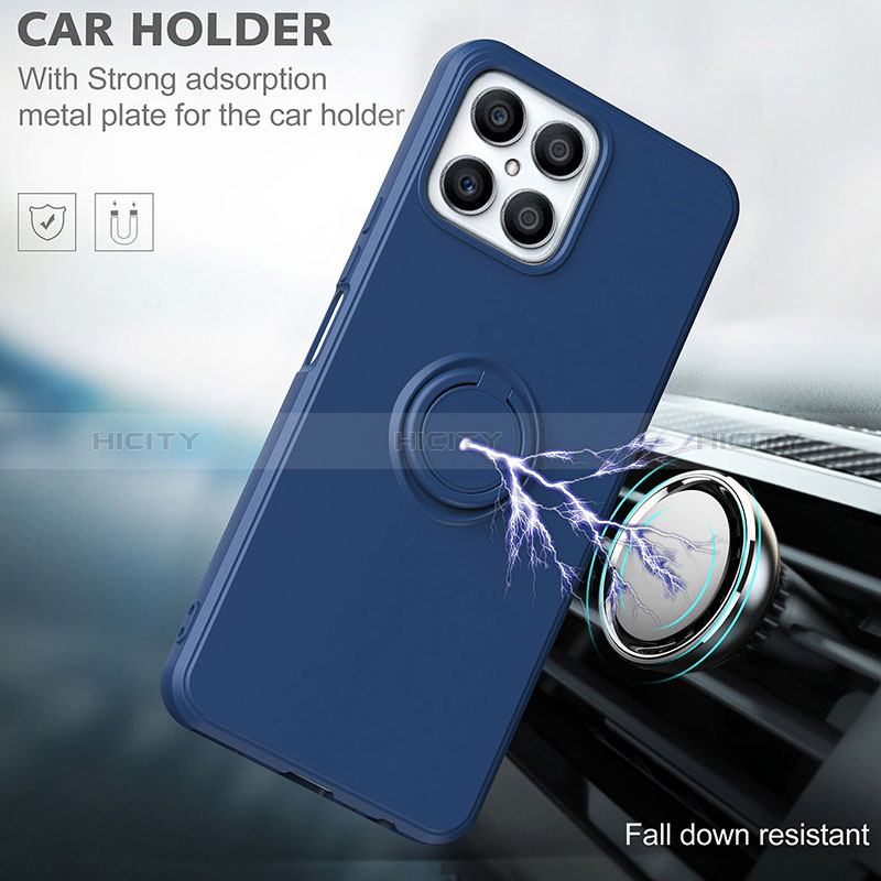 Custodia Silicone Ultra Sottile Morbida Cover con Magnetico Anello Supporto QW1 per Huawei Honor X8 4G
