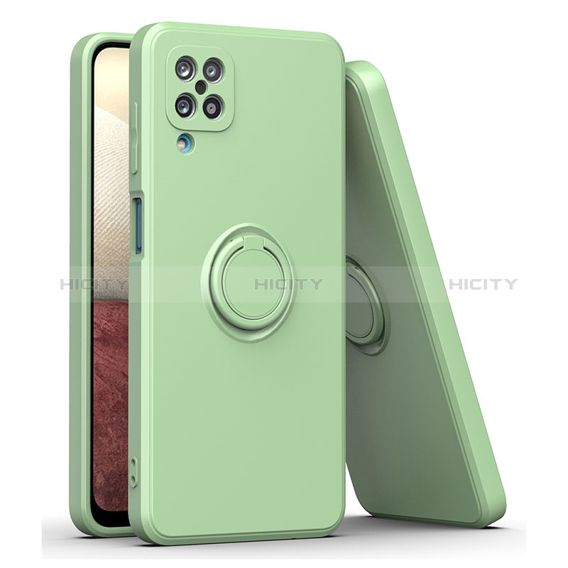 Custodia Silicone Ultra Sottile Morbida Cover con Magnetico Anello Supporto QW1 per Samsung Galaxy A12 Nacho Verde Militare