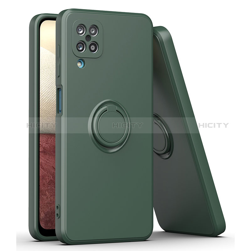 Custodia Silicone Ultra Sottile Morbida Cover con Magnetico Anello Supporto QW1 per Samsung Galaxy M12 Verde Notte
