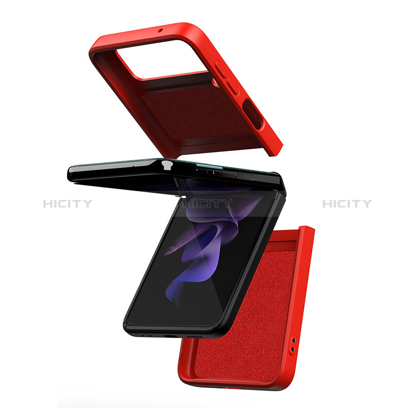 Custodia Silicone Ultra Sottile Morbida Cover con Magnetico Anello Supporto QW1 per Samsung Galaxy Z Flip3 5G